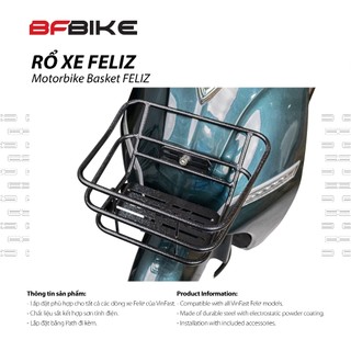 Rổ Xe Feliz | Sắt Sơn Tĩnh Điện Đen/Inox Màu Bạc | B-Factory Made in Vietnam
