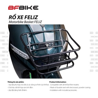 Rổ Xe Feliz | Sắt Sơn Tĩnh Điện Đen/Inox Màu Bạc | B-Factory Made in Vietnam