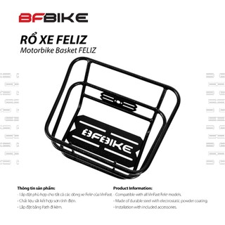 Rổ Xe Feliz | Sắt Sơn Tĩnh Điện Đen/Inox Màu Bạc | B-Factory Made in Vietnam