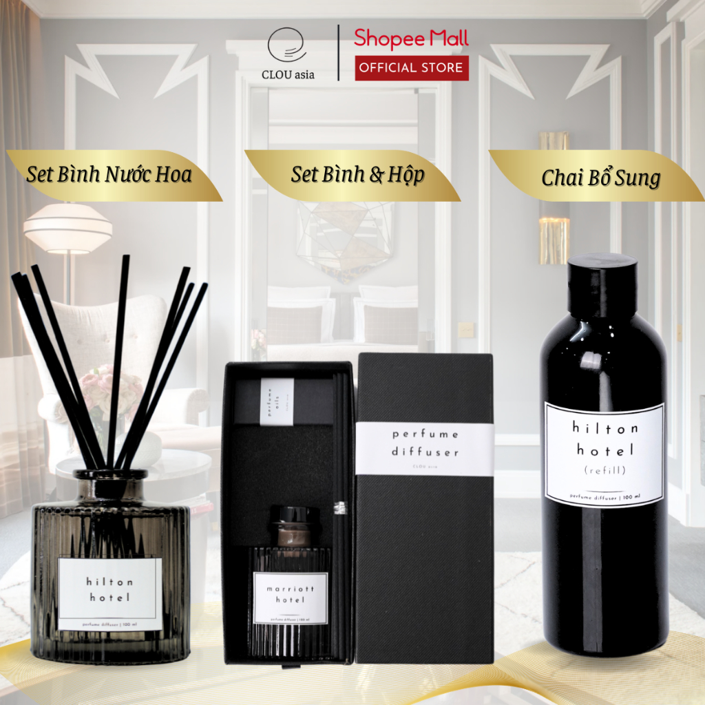 Nước Hoa Thơm Phòng Mùi Hương Khách Sạn HILTON, SHERATON, FOUR SEASONS, MARRIOTT 100ml | CLOU asia