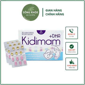 Kidimam+DHA - Viên Tổng Hợp Vitamin Cho Bà Bầu, Acid Folic, Sắt, Dầu Cá, DHA, Vitamin B, Vitamin C