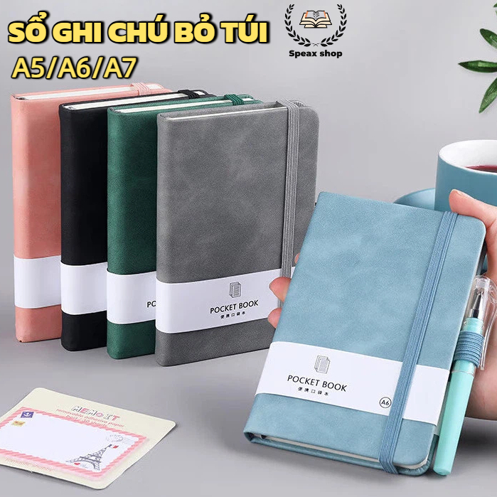 Sổ Tay Mini Bìa Da A5/A6/A7 Cao Cấp - Sổ Ghi Chép Kẻ Ngang 192 Trang 80gsm - Sổ Tay Bỏ Túi Nhỏ Gọn Chống Nước