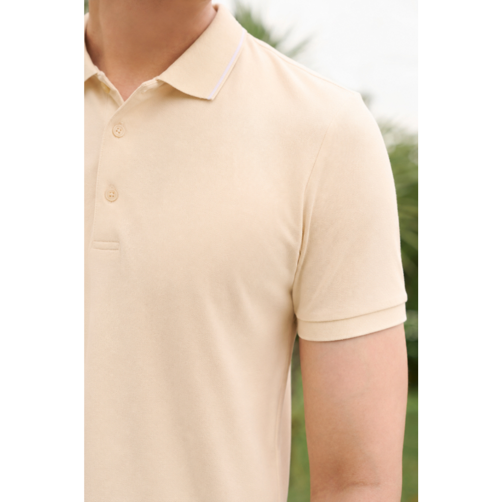 Áo Polo Nam Cao Cấp Ninomaxx Màu Be Form Travel Fit AEROSOFT Siêu Thoáng Mát Co Giãn Tốt 2510010