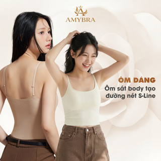 [ BST HÈ ] Áo Bra Dáng Dài Đúc Su Mềm Mịn, Áo Lót 2 Dây Mút Cố Định Mỏng Nhẹ AMYBRA B6683