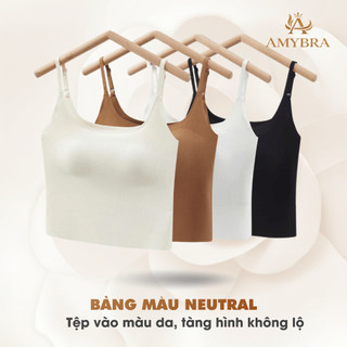 [ BST HÈ ] Áo Bra Dáng Dài Đúc Su Mềm Mịn, Áo Lót 2 Dây Mút Cố Định Mỏng Nhẹ AMYBRA B6683