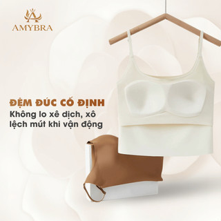 [ BST HÈ ] Áo Bra Dáng Dài Đúc Su Mềm Mịn, Áo Lót 2 Dây Mút Cố Định Mỏng Nhẹ AMYBRA B6683