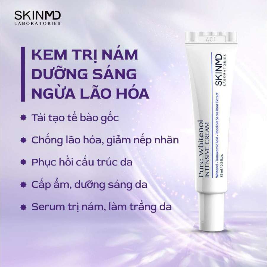 [MẪU MỚI NHẤT] Kem Dưỡng SkinMD Pure Whitenol 15ml Mờ Nám Trắng Da, Phục Hồi Tái Tạo Da,Ngừa Lão Hóa