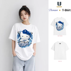 Áo Thun Kitty LA G Dragon Unim Fashion Form Unisex Dáng Rộng Chất Liệu Cotton Cao Cấp 2 Chiều