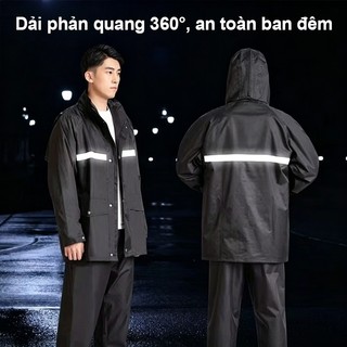 OOKAS Áo Mưa Dáng Dài nam nữ Bảo, Vệ Toàn Thân Và Bão, Phản Quang An Toàn Hơn Chất  Chống Nước