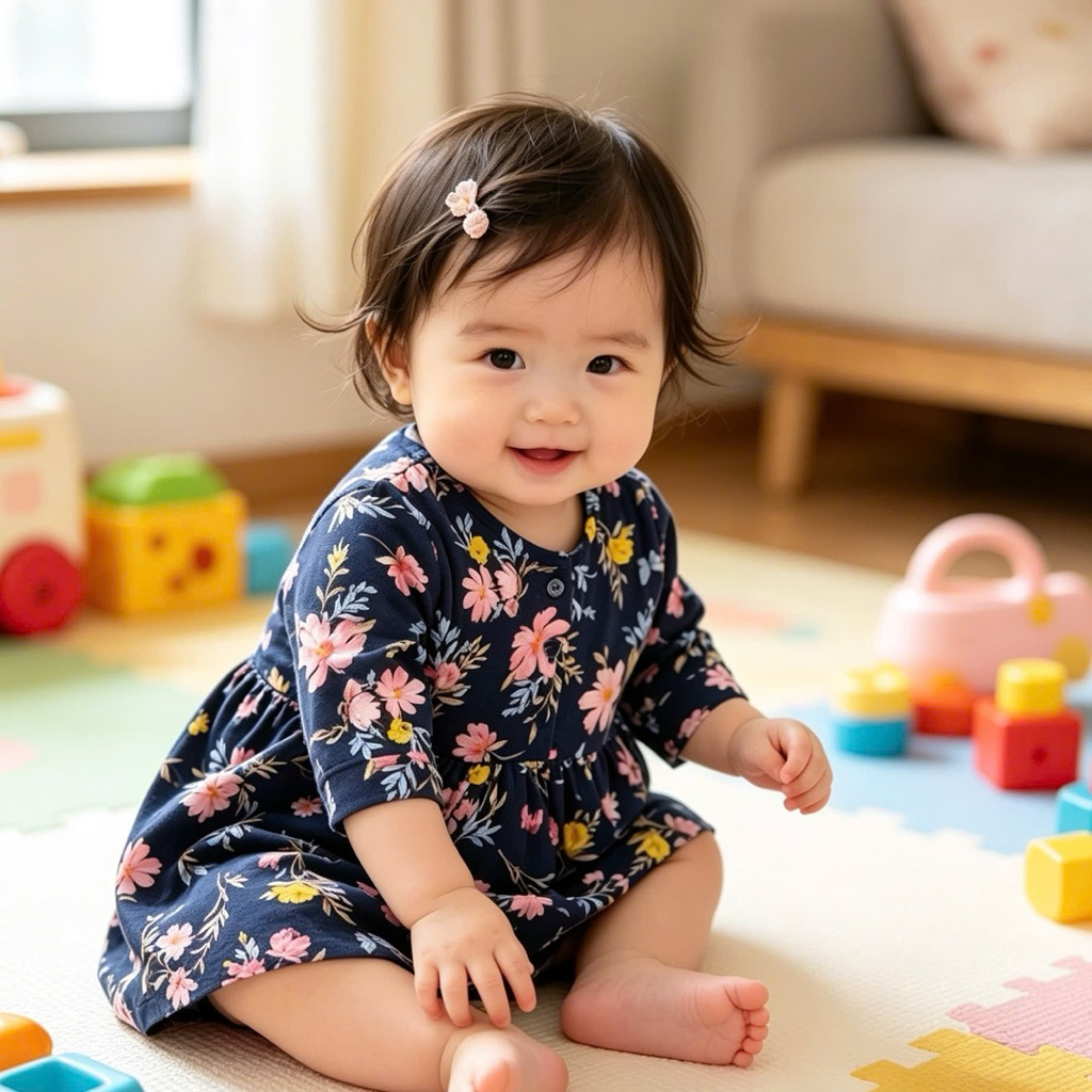 Set Váy Bé Gái Xuất Dư Kèm Chip Hoa Nhí Dễ Thương Mềm Mịn Size NB-3Y(4-13kg) D8216 C1754 C1757 L049