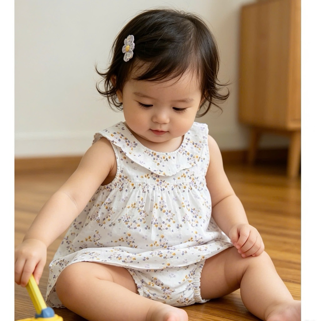 Set Váy Bé Gái Xuất Dư Kèm Chip Hoa Nhí Dễ Thương Mềm Mịn Size NB-3Y(4-13kg) D8216 C1754 C1757 L049