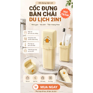 Cốc đựng bàn chải và kem đánh răng du lịch 2in1 – Phù hợp bàn chải điện, tiện mang theo