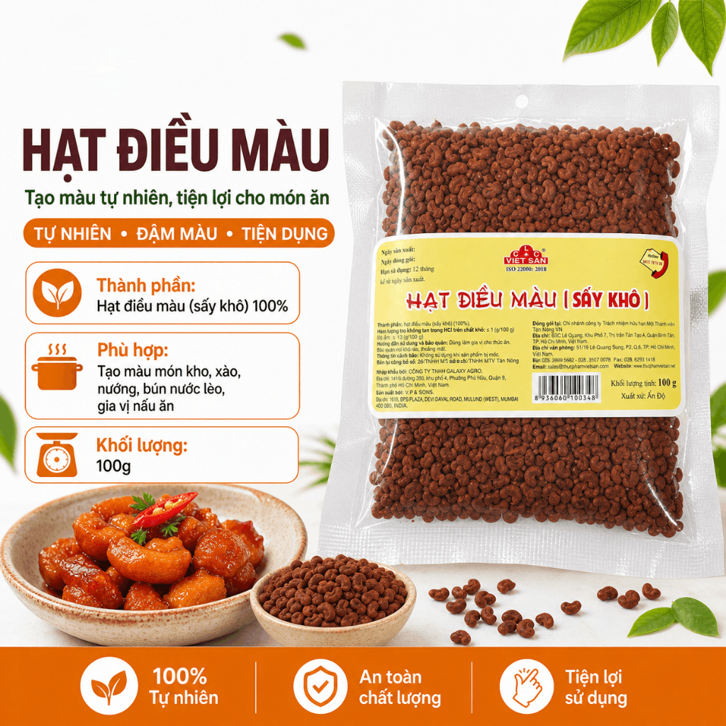Gia Vị Thảo Mộc Việt San 100g - Điều Màu Ớt Khô Xay Thảo Quả
