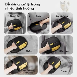 Găng Tay Hút Lông Thú Cưng Tĩnh Điện | Loại Bỏ Lông Mèo Chó Trên Quần Áo Sofa Thảm Ga Tái Sử Dụng