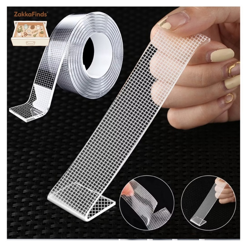 Băng keo hai mặt Nano lưới dày 1 mm, Vật liệu Acrylic Nano, có thể giặt được, tái sử dụng, tự dính