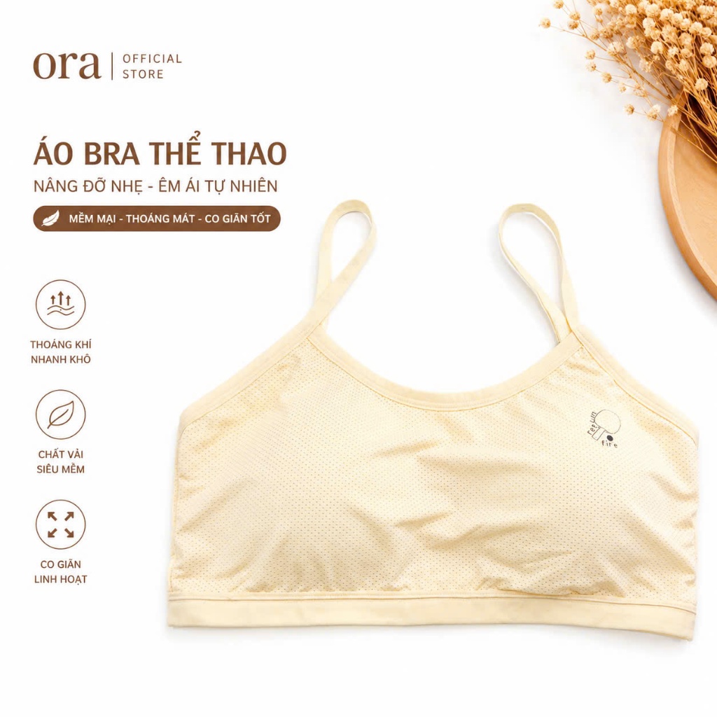 Áo Bra Bé Gái Cotton Lưới Thoáng Khí  Co Giãn Êm Mềm Ora, Lót Lá