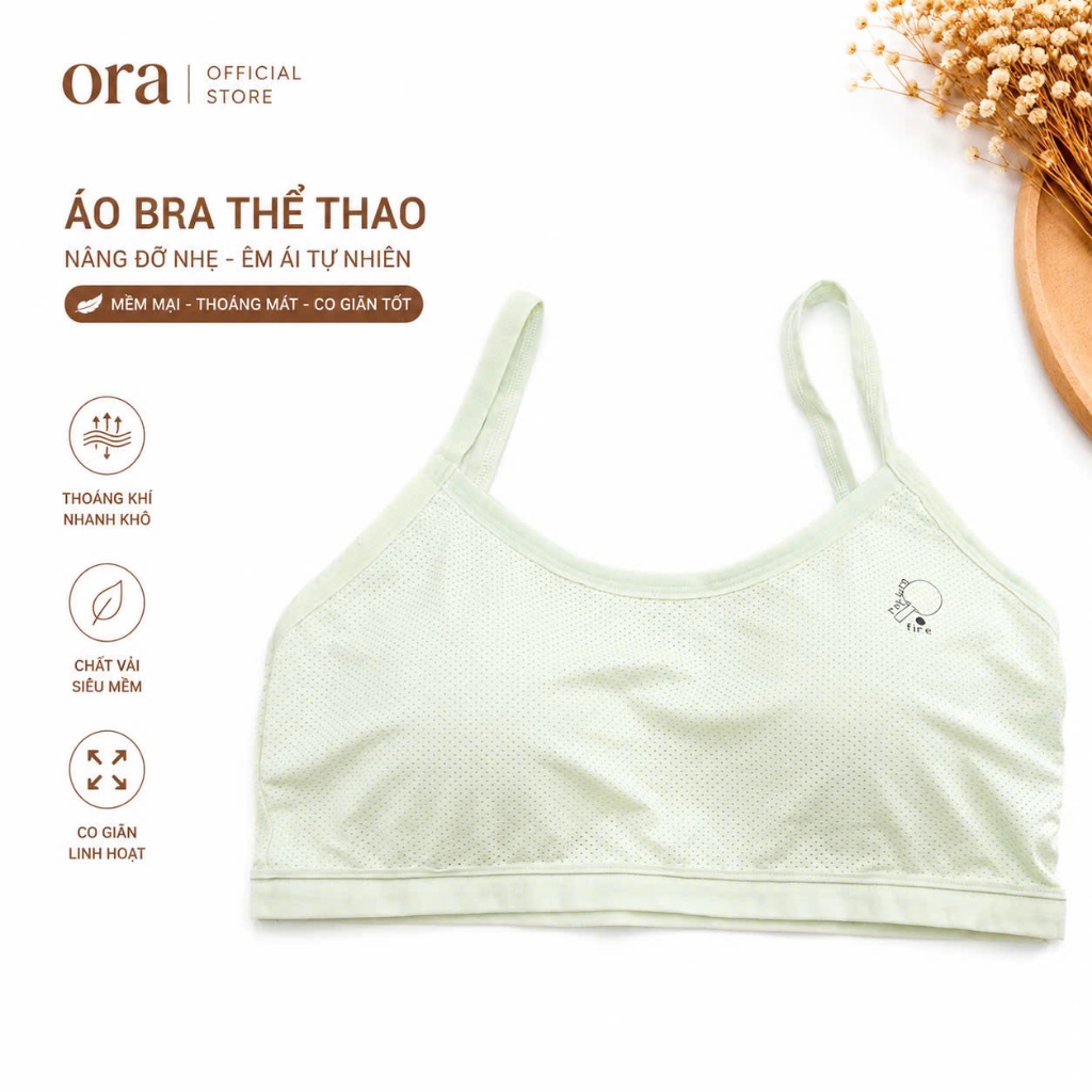 Áo Bra Bé Gái Cotton Lưới Thoáng Khí  Co Giãn Êm Mềm Ora, Lót Lá