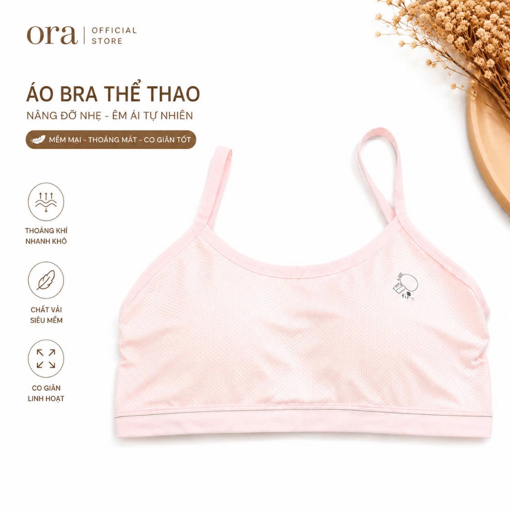 Áo Bra Bé Gái Cotton Lưới Thoáng Khí  Co Giãn Êm Mềm Ora, Lót Lá