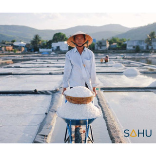 Muối hột Sahu từ muối biển thô ở ruộng muối truyền thống của Quảng Ngãi