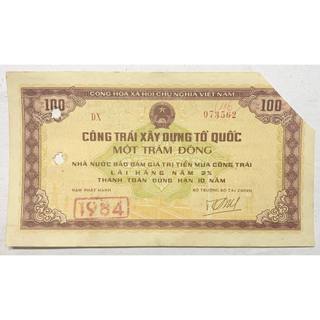 [SƯU TẦM XƯA VIỆT NAM] 100 đồng Công trái Xây dựng Tổ quốc 1983 1984 Sưu tầm Hiếm