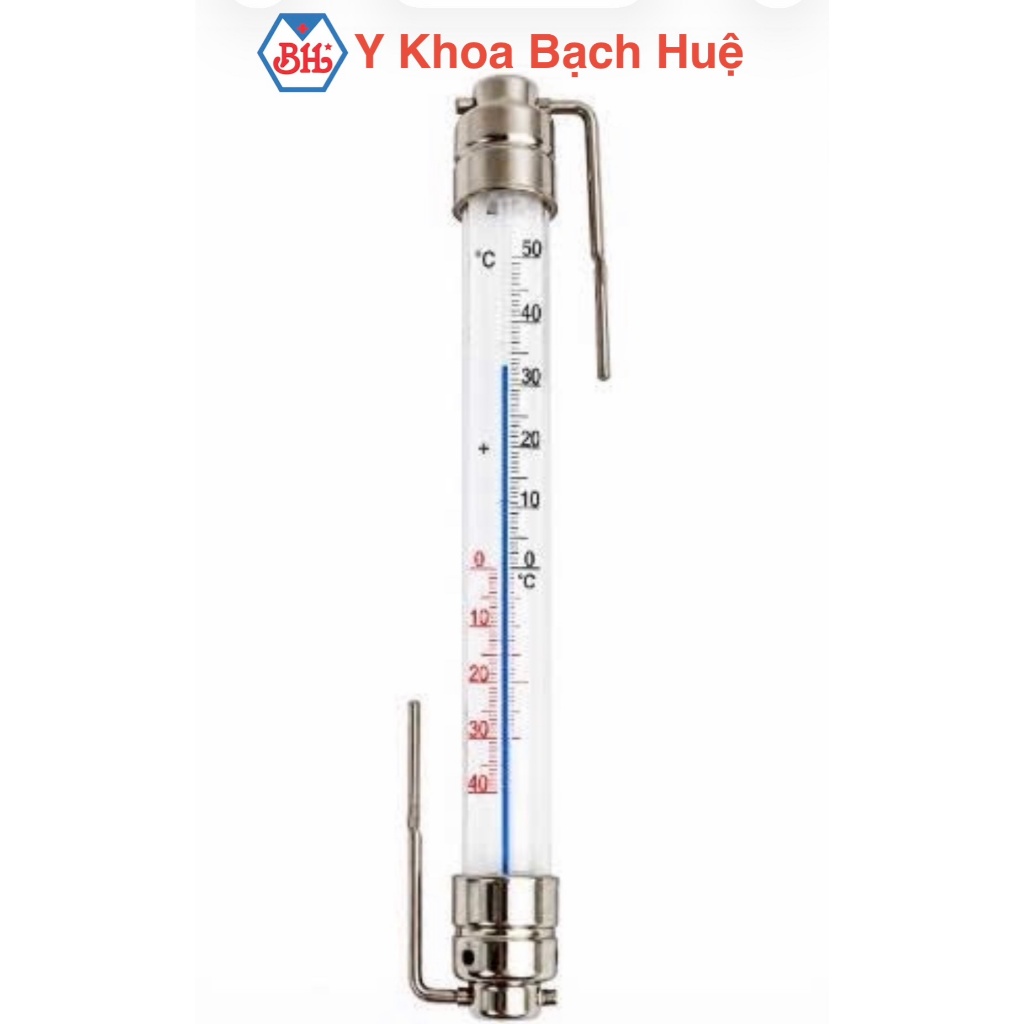 Nhiệt kế tủ lạnh đầu kim loại, nhiệt kế treo tủ lạnh  giúp theo dõi nhiệt độ