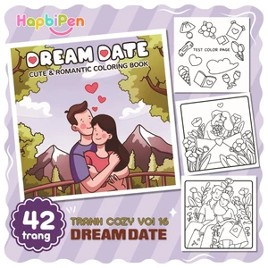 Tranh tô màu Cozy thư giãn với 42 trang nét vẽ bold line cho bé với chủ đề Dream Love COZY16