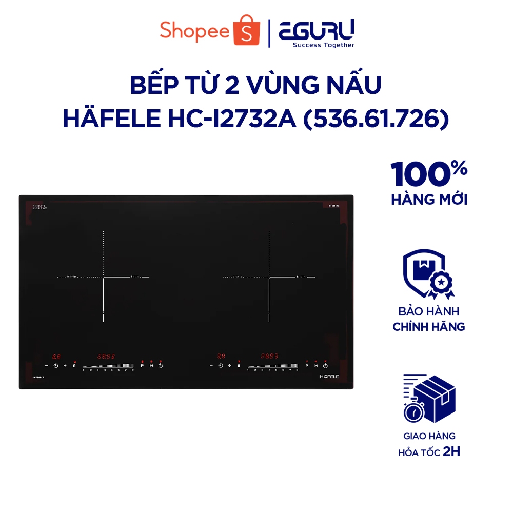 [TẶNG BỘ NỒI] Bếp từ 2 vùng nấu Hafele HC-I2732A 536.61.726 - Hàng chính hãng