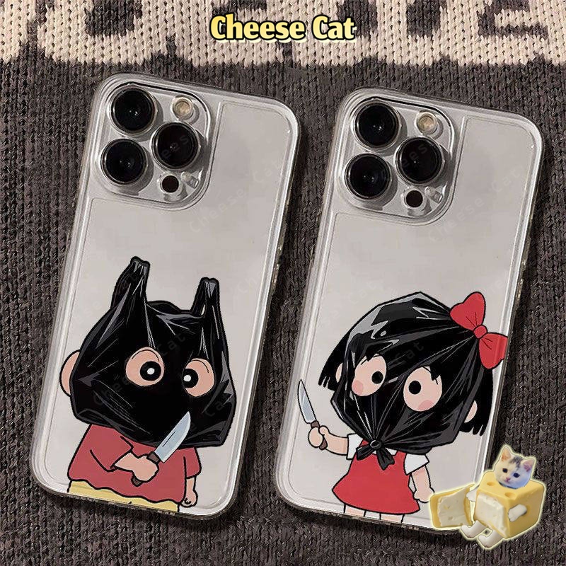 Ốp lưng iPhone hình shin cặp đôi ngộ nghĩnh cho iPhone 12 11 13 14 16 17 15 Pro Max 7 8Plus SE2 SE3 Ốp bảo vệ trong suốt
