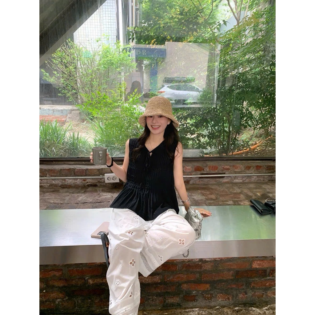 𝗟𝗶𝗰𝗲  -  Áo Linen tưng ướt xếp ly babydoll