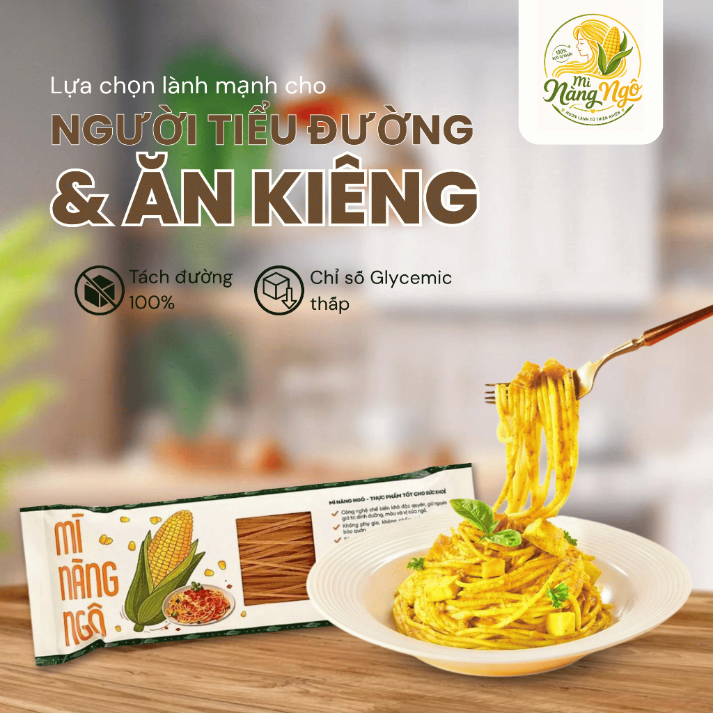 [Combo 10 gói] Mì Nàng Ngô Hữu Cơ 200gr/bịch, Chuẩn Organic Giàu Chất Xơ