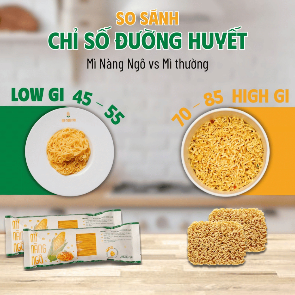 [Combo 10 gói] Mì Nàng Ngô Hữu Cơ 200gr/bịch, Chuẩn Organic Giàu Chất Xơ