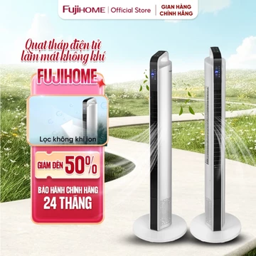 Quạt cây không cánh nhập khẩu FUJIHOME TF12HM, màn hình LED cảm ứng, quạt tháp đứng làm mát điều hoà không khí 3 chế độ