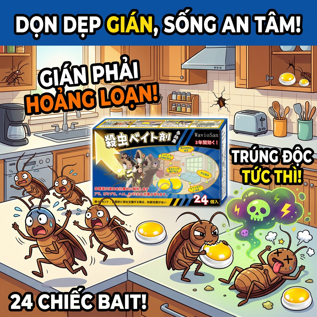 🪳1 viên diệt sạch🪳1 hộp 24 viên Bả diệt gián Diệt gián Thuốc diệt gián  Phá hủy toàn bộ ổ gián Nhập khẩu từ Nhật Bản