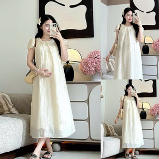 VÁY BẦU CỘC TAY TẰM BE ĐÍNH HOA HAI LỚP XINH