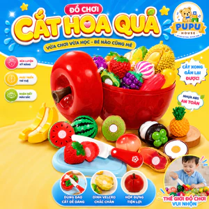 Đồ Chơi Cắt Hoa Quả Trái Cây Rau Củ Giỏ Cắt Trái Cây Đồ Chơi Nhà Bếp Nấu Ăn 30 Chi Tiết Cho Bé - PUPU HOUSE