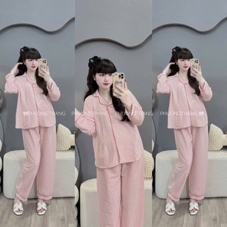 Bộ Bầu - bộ sau sinh - BỘ DÀI ĐŨI THÁI CỔ PIZAMA KẺ CARO NHỎ XINH - 4 Màu