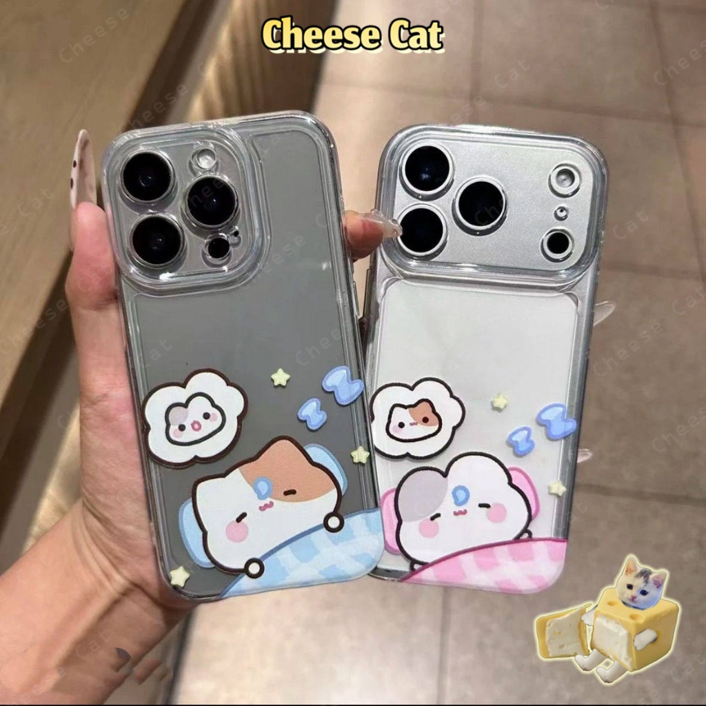 Nhớ cặp đôi mèo và thỏ Ốp Lưng iPhone 13 14 12 11 15 16 17 Pro Max 8Plus SE2 SE3 Ốp Bảo Vệ Trong Suốt