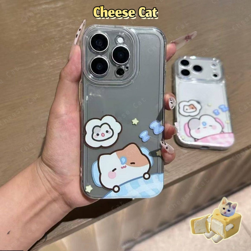 Nhớ cặp đôi mèo và thỏ Ốp Lưng iPhone 13 14 12 11 15 16 17 Pro Max 8Plus SE2 SE3 Ốp Bảo Vệ Trong Suốt