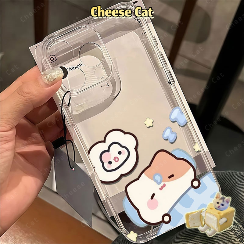 Nhớ cặp đôi mèo và thỏ Ốp Lưng iPhone 13 14 12 11 15 16 17 Pro Max 8Plus SE2 SE3 Ốp Bảo Vệ Trong Suốt