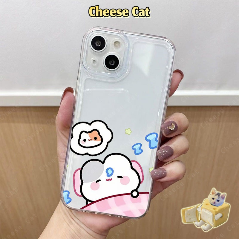 Nhớ cặp đôi mèo và thỏ Ốp Lưng iPhone 13 14 12 11 15 16 17 Pro Max 8Plus SE2 SE3 Ốp Bảo Vệ Trong Suốt
