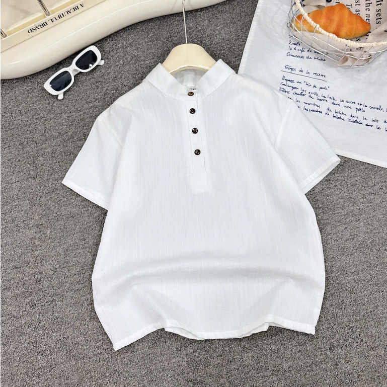 AÓ CỔ TÀU Đủ Size Cho Cả Gia Đình, Chất Đũi Mềm Mịn Mát, Dày Dặn Đứng Form, 3 Màu Nhã Nhặn, Size từ 17-75kg