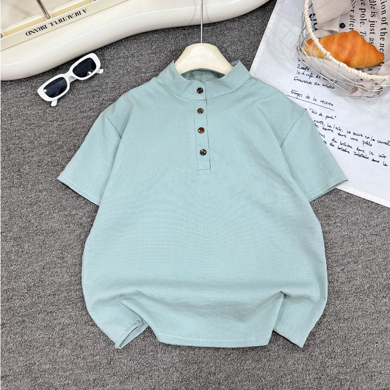 AÓ CỔ TÀU Đủ Size Cho Cả Gia Đình, Chất Đũi Mềm Mịn Mát, Dày Dặn Đứng Form, 3 Màu Nhã Nhặn, Size từ 17-75kg