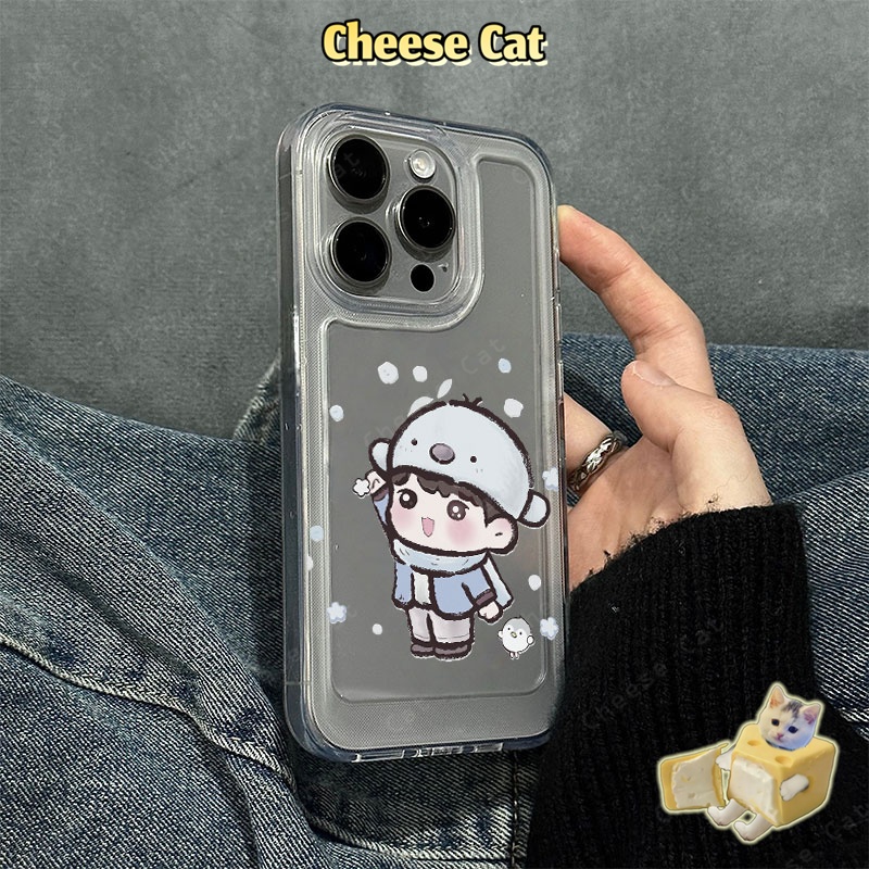 Cặp đôi hoạt hình trong ngày tuyết rơi Ốp Lưng iPhone 13 14 12 11 15 16 17 Pro Max 8Plus SE2 SE3 Ốp Bảo Vệ Trong Suốt