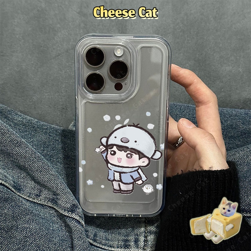 Cặp đôi hoạt hình trong ngày tuyết rơi Ốp Lưng iPhone 13 14 12 11 15 16 17 Pro Max 8Plus SE2 SE3 Ốp Bảo Vệ Trong Suốt