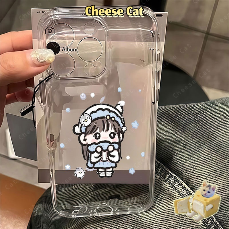 Cặp đôi hoạt hình trong ngày tuyết rơi Ốp Lưng iPhone 13 14 12 11 15 16 17 Pro Max 8Plus SE2 SE3 Ốp Bảo Vệ Trong Suốt