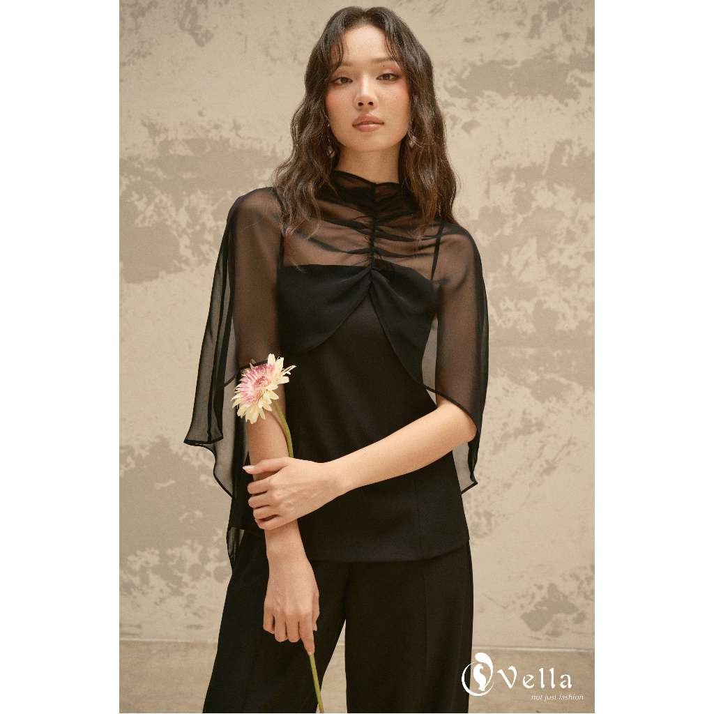 Vella - Áo 2 Dây Phối Áo Choàng Voan - Phong Cách Thanh Lịch Nữ Công Sở - VA25107 & VQ25108