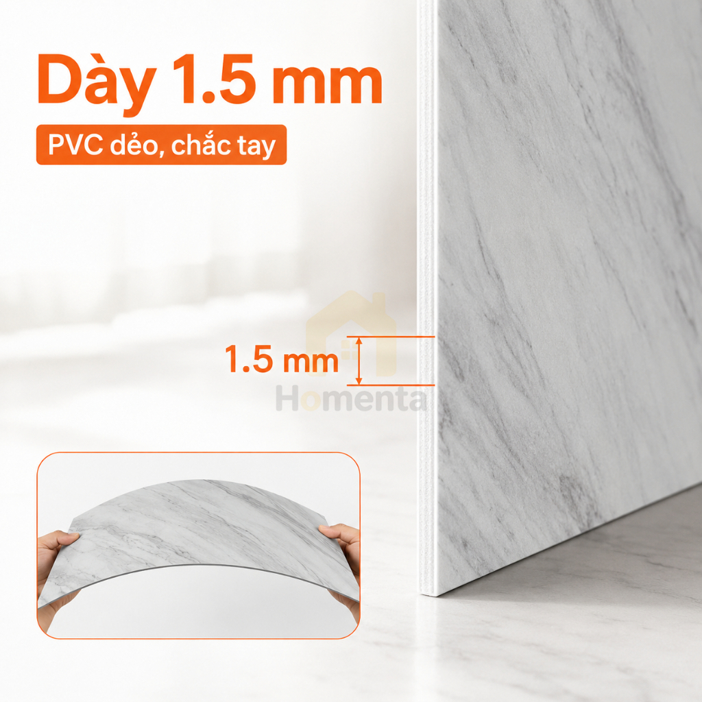 Gạch dán sàn PVC vân đá xám 30x30cm dày 1.5mm tấm dán nền nhà tự dán chống nước phòng khách nhà bếp phòng ngủ cửa hàng