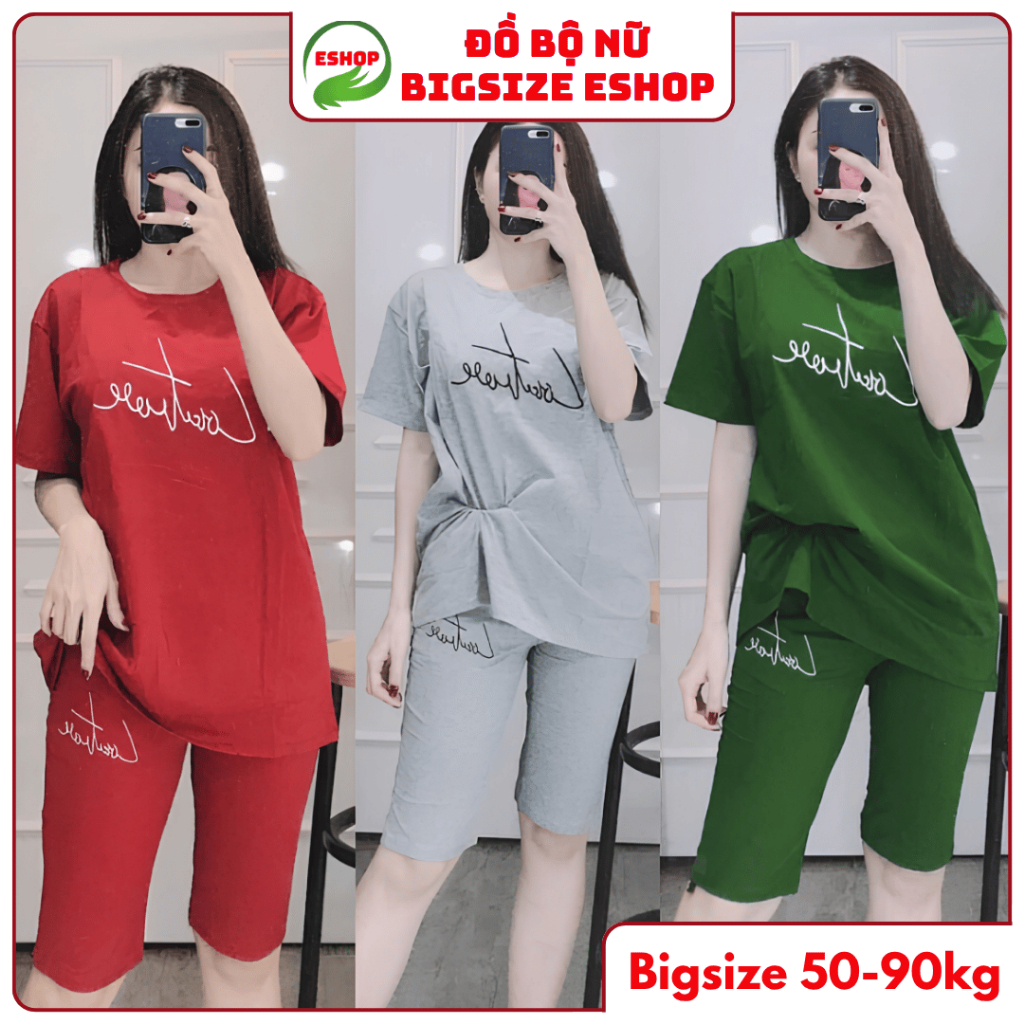 Đồ Bộ Nữ Bigsize 43-85kg Thun Cotton Quần Lửng Ngố Mặc Nhà, Đi Chơi Mùa Hè ,Thể Thao ESHOP AD02