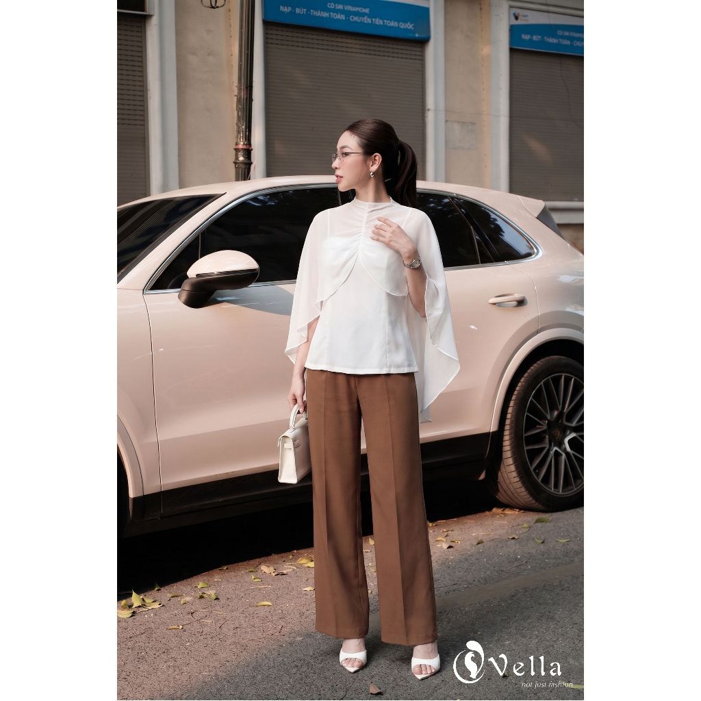 Set Áo 2 Dây Phối Áo Choàng Voan - Phong Cách Thanh Lịch Nữ Công Sở Vella Fashion VA25107 & VQ25108
