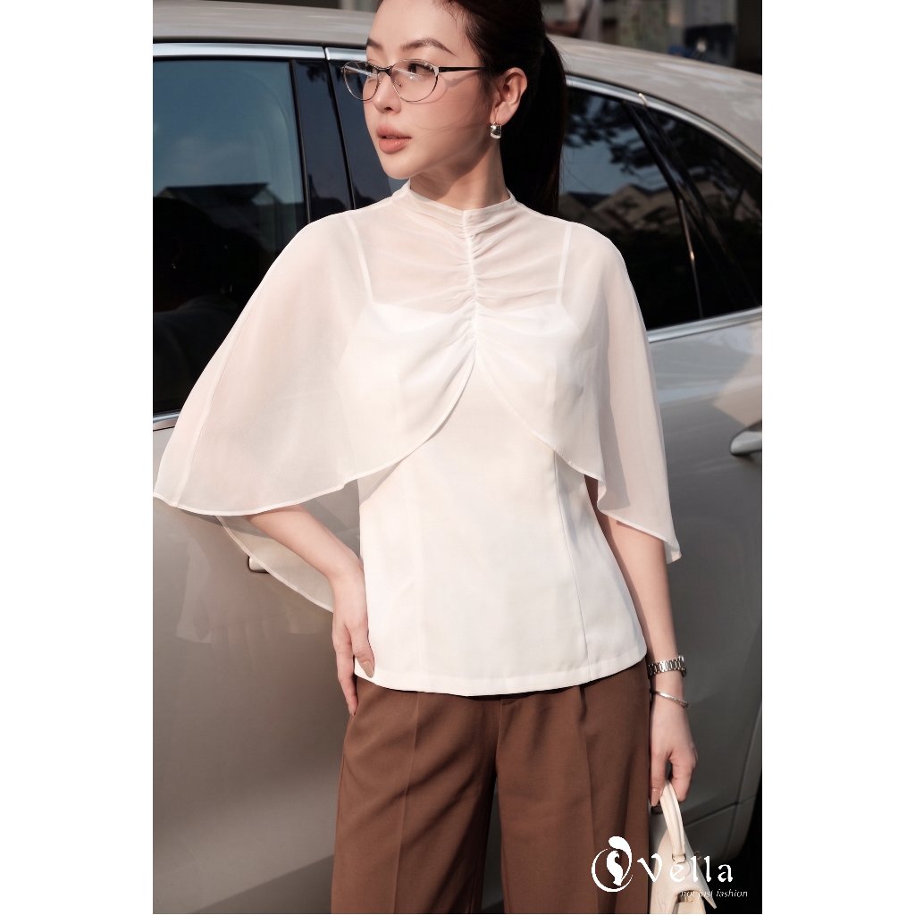 Set Áo 2 Dây Phối Áo Choàng Voan - Phong Cách Thanh Lịch Nữ Công Sở Vella Fashion VA25107 & VQ25108